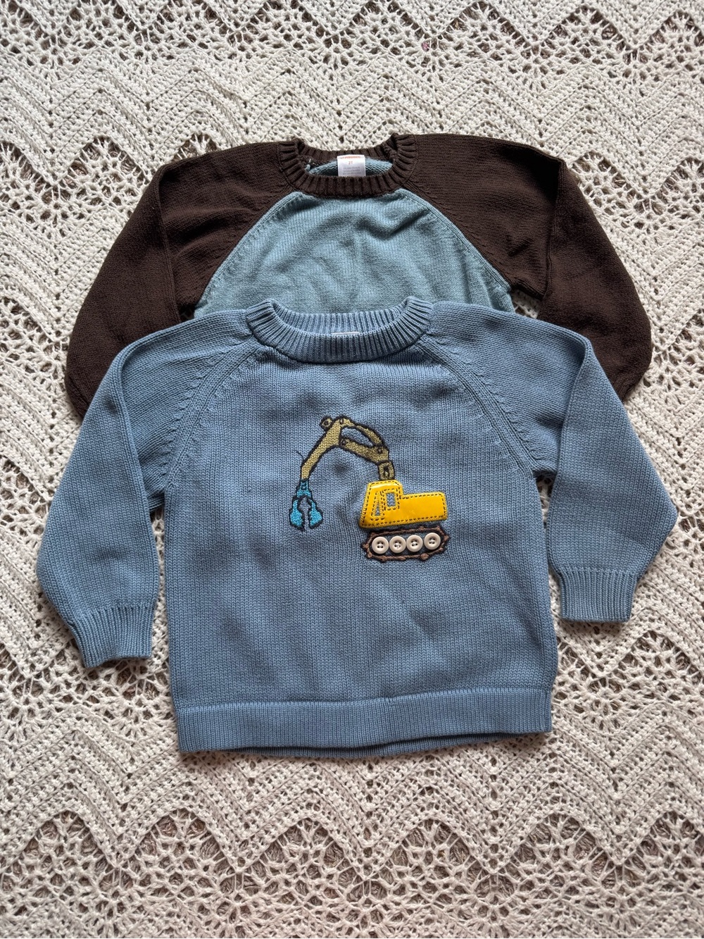 Vintage Gymboree 2T Boy Knit Sweaters 2005 Construction & Winter 3D Details